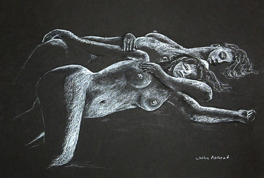 Togetherness - 16 x 10 inches - Conte pencil on card