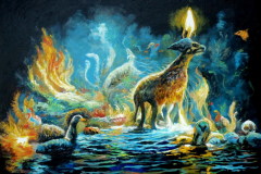 Underwater realm of the fire vicuna