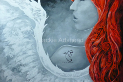 Angel with red hair and pagan symbols